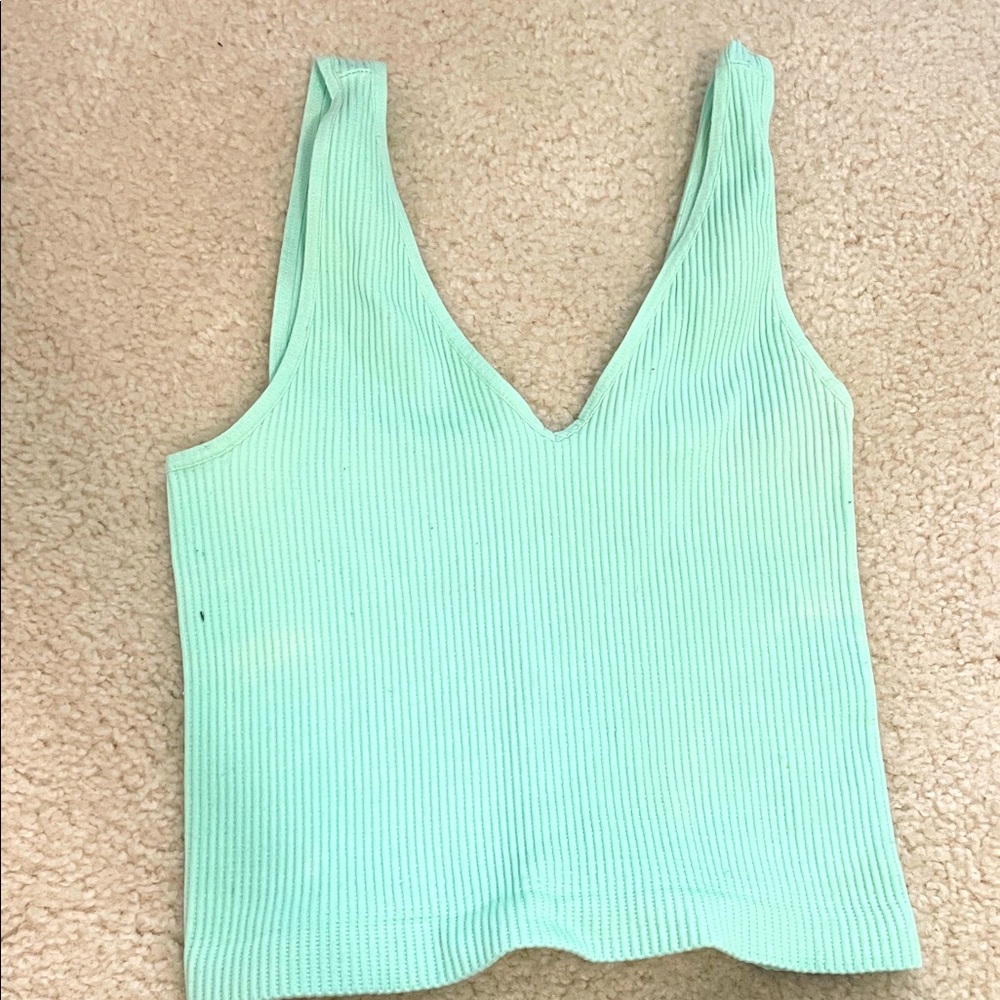 Mint Green Ribbed Tank Top